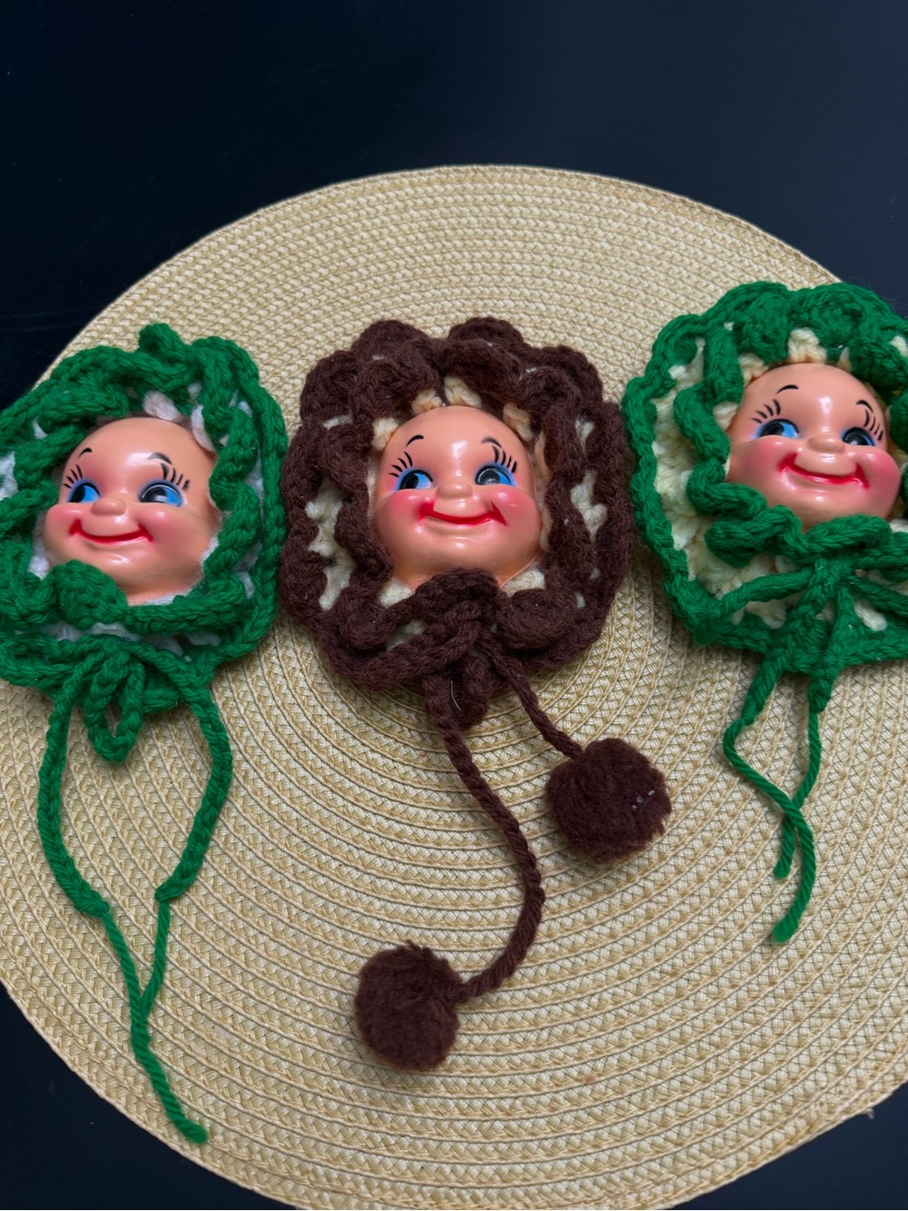 Handmade Vintage Crochet Doll Faces